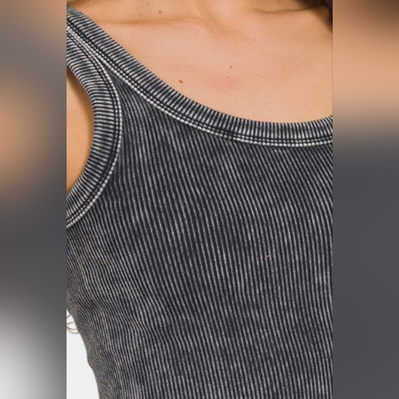 Zenana Washed Scoop Neck Wide Strap Tank - Picture 3 of 3